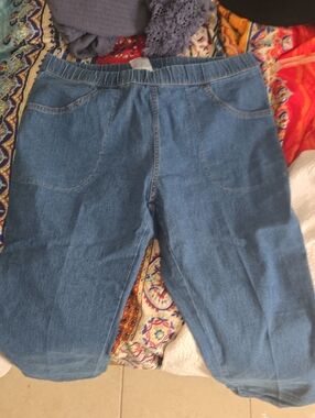 Just My Size Denim Cropped Elastic Waist Jeans - Blue